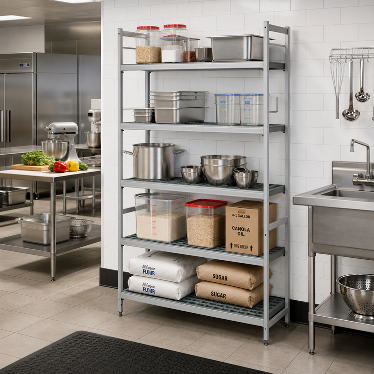 Product image #2 for Fermostock 5-Tier Starter Polymer Shelving Unit, 59 x 22 x 83 Inches, Gray