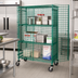 Thumbnail image #2 for Quantum Mobile Wire Security Cage Shelving Unit, 36W x 21D x 69H, Green Epoxy, 2 Intermediate Shelves