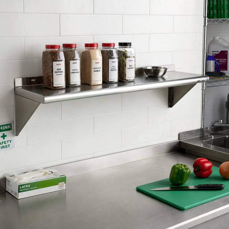 Product image #2 for Eagle Group WS1036TL Wall-Mounted Tab-Lock Stainless Steel Shelf, 36 x 10 Inches