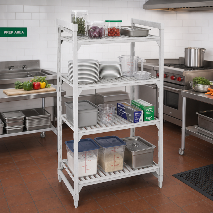 Product image #3 for Cambro Camshelving Premium 24 x 36 x 72 Inch 4-Shelf Vented Stationary Starter Unit