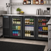 Thumbnail image #2 for True Two-Section Three-Door Glass Back Bar Cooler, 72 1/8-Inch, Black Exterior, Self-Contained Side-Mounted