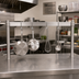 Thumbnail image #2 for BK Resources 60-Inch Table-Mounted Pot Rack Add-On Bar with Stainless Steel Double Hooks