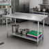 Thumbnail image #2 for Advance Tabco Special Value Series 84 Inch x 30 Inch 16 Gauge 430 Stainless Steel Work Table with 1-1/2 Inch Rear Backsplash and Adjustable Undershelf