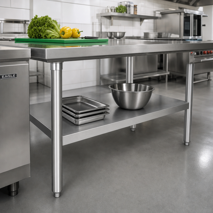 Product image #2 for Eagle Group 24" x 24" 18-Gauge 300 Series Stainless Steel Dishtable Undershelf