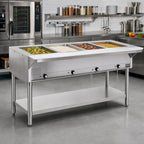 Thumbnail image #2 for Eagle Group DHT4-240-3VP 63.5-Inch 4-Well Open Base Electric Hot Food Table, 240V, 430 Stainless Steel Case of 3