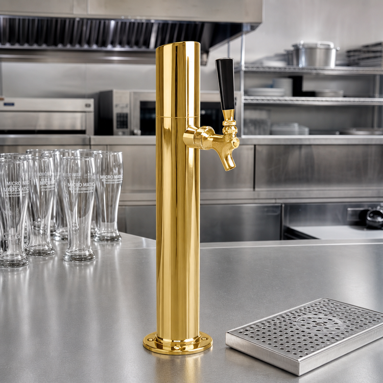Product image #2 for Skyline 1-Faucet Countertop Glycol-Cooled Draft Beer Tower with PVD Brass Finish