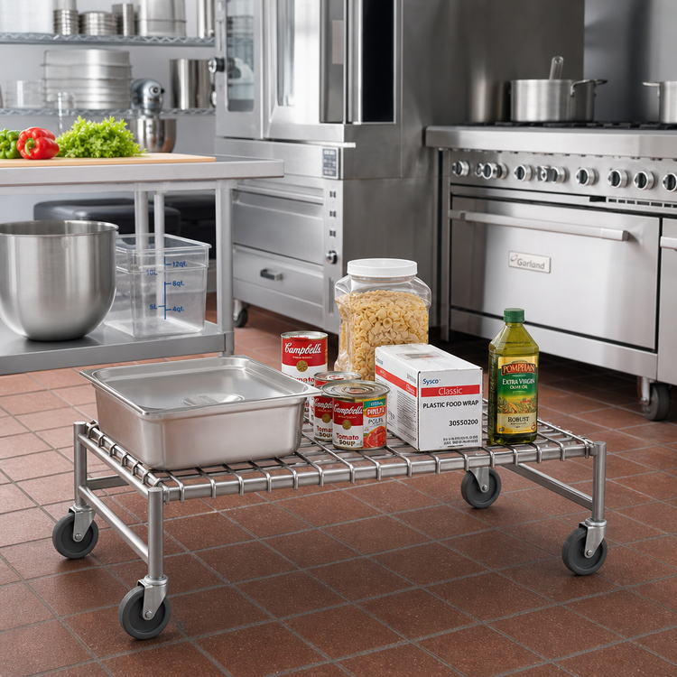 Product image #2 for EagleGard Mobile Wire Dunnage Rack with 5-Inch Casters, 48 W x 21 D x 14 H, 800 lb Capacity
