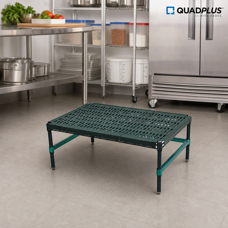 Product image #2 for QuadPlus Stationary Dunnage Rack with 3-Sided Frame and MICROGARD Mat, 30 x 18 x 14 Inches, 1000 lb. Capacity
