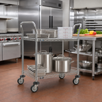 Thumbnail image #2 for Metro Super Erecta MW603 Utility Cart, 2 Wire Shelves, Open Base, Chrome Plated Steel, 30 x 18 in