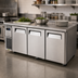 Thumbnail image #2 for Turbo Air J Series 3-Section Side-Mount Self-Contained Undercounter Refrigerator, 17.2 Cu. Ft., Solid Doors, Stainless Steel