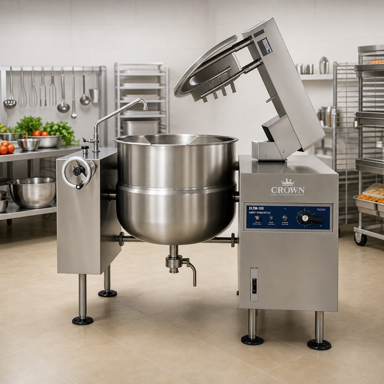 Product image #2 for Crown DLTM-100 100 Gallon Direct Steam 2/3 Jacketed Tilting Mixer Kettle