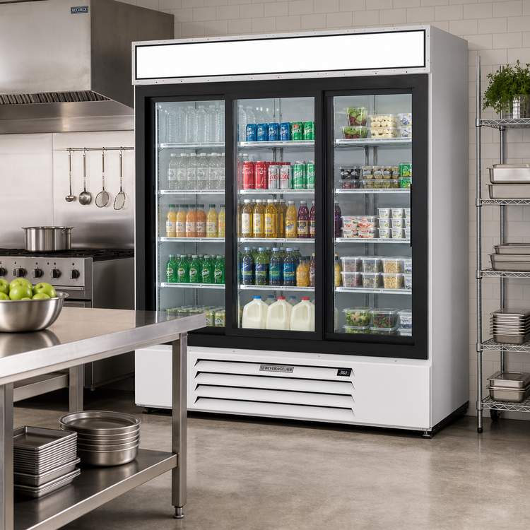 Product image #2 for Beverage-Air MarketMax Three-Section Reach-In Glass Door Merchandiser Refrigerator