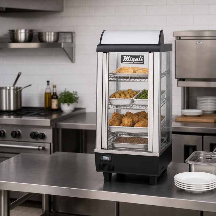 Product image #3 for Migali Competitor Series Countertop Heated Food Display Case, 13.4-Inch Wide, Full Service, Straight Glass Front