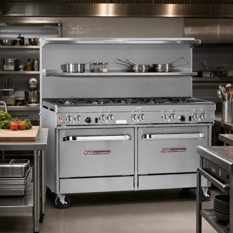Product image #2 for Southbend Ultimate 60-Inch Gas Restaurant Range with 8 Open Burners and 2 Convection Ovens