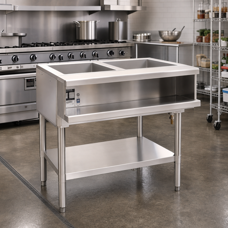 Product image #2 for Eagle Group 2-Well Water Bath Hot Food Table, Natural Gas, Open Base, 33-Inch Wide
