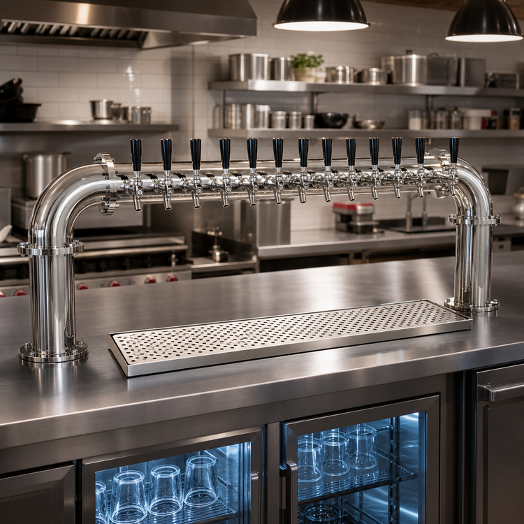 Product image #2 for Glastender 2-Column Countertop Pipe Pass-Thru Glycol-Cooled Draft Dispensing Tower with 12 Faucets