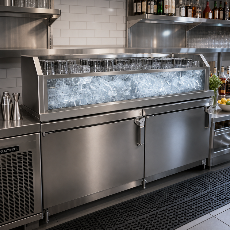 Product image #2 for Glastender 30-Inch x 12-Inch Back Bar Glass Ice Display Unit with Double-Pane Glass Panels