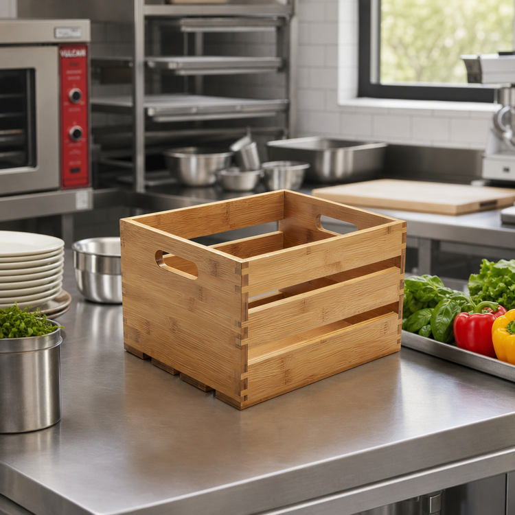 Product image #2 for American Metalcraft Half-Size Bamboo Wood Display Crate / Riser