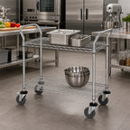 Thumbnail image #2 for Quantum WRSC-1848-2 48 x 18 Inch 2-Shelf Stainless Steel Wire Utility Cart, 1200 lb. Capacity, Dual U-Handles