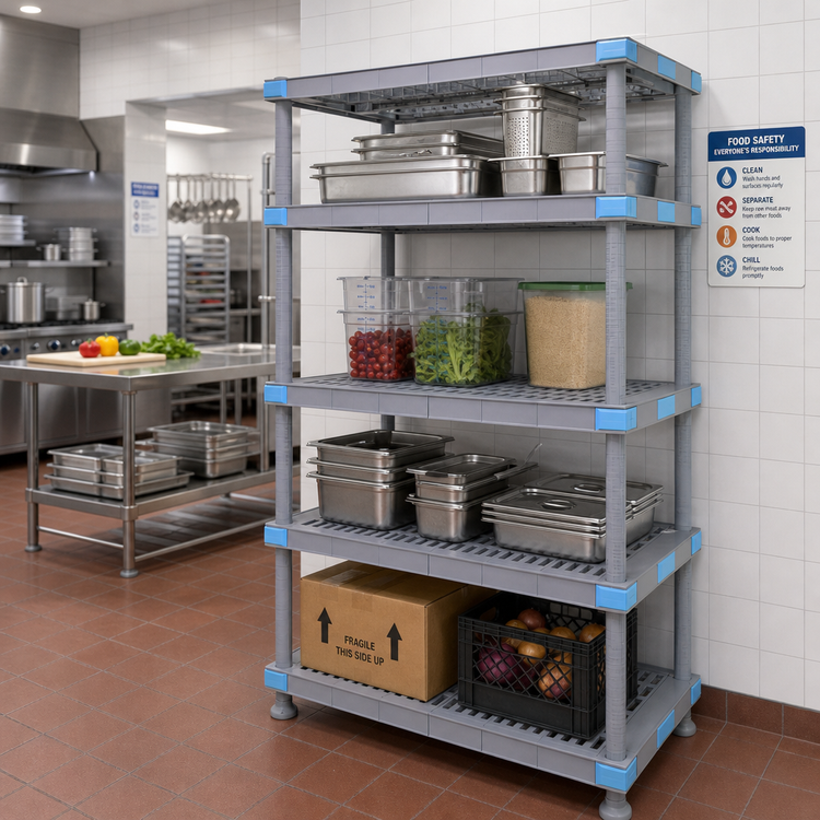Product image #2 for Quantum Millenia Gray Polymer Starter Shelving Unit, 36 W x 18 D x 86 H, 4 Shelves, 2,000 lb Capacity
