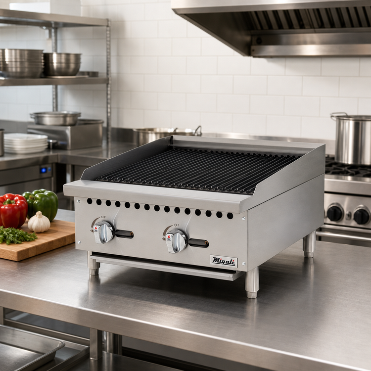 Product image #2 for Migali Competitor Series 24-Inch Countertop Natural Gas Char-Rock Broiler with Lava Rock Radiants