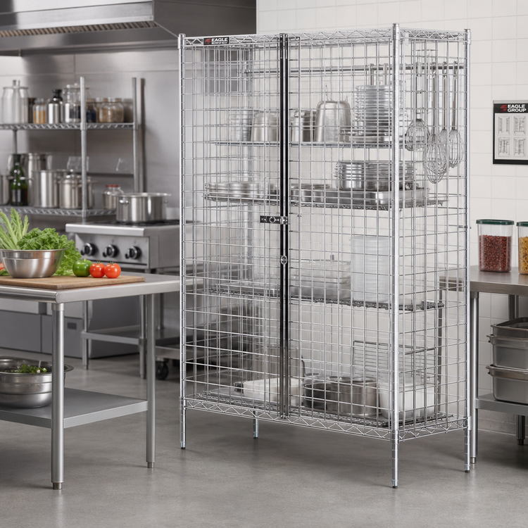 Product image #2 for Eagle Group QuadTruss Stationary Open Wire Security Cage, 63-1/4 x 27-1/4 x 67 Inch, Chrome-Plated