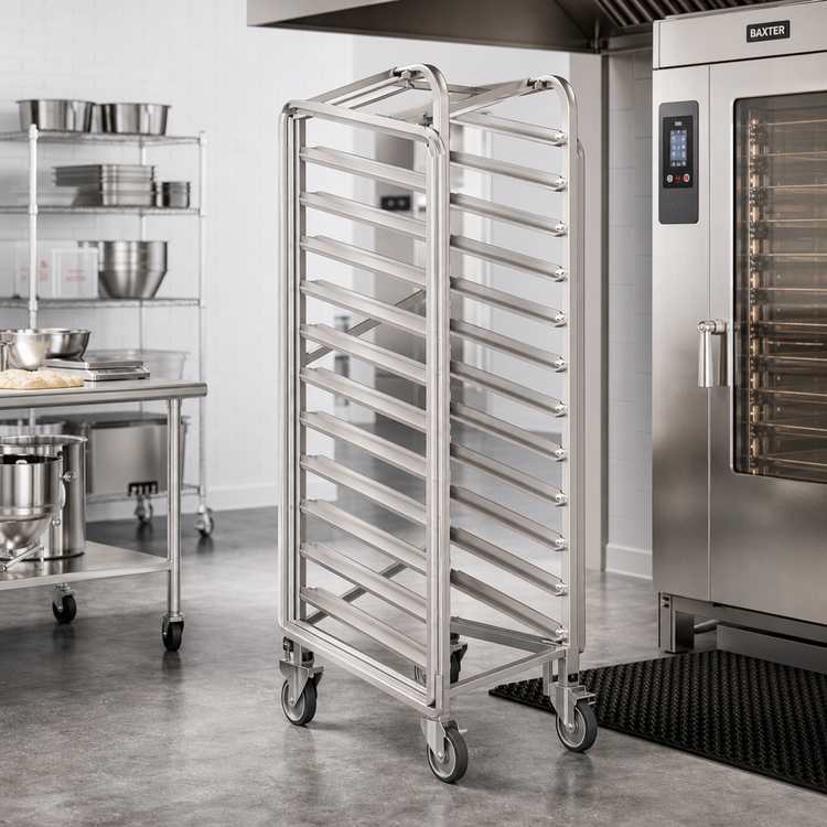 Product image #2 for Baxter Stainless Steel Single End Load Rack for Single Rack Ovens, 12 Slides