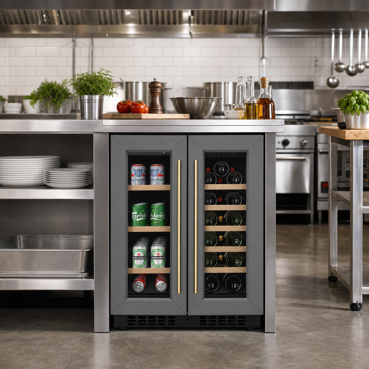 Product image #3 for KoolMore Reserve 24-Inch Panel-Ready Dual-Zone French Door Under-Counter Wine Cooler
