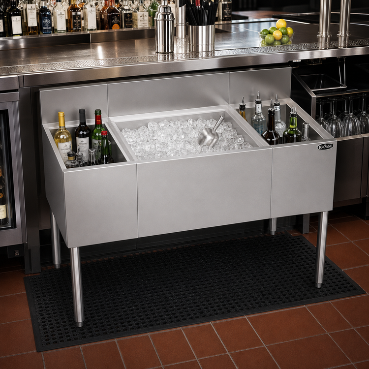 Product image #2 for Krowne Royal Series 48-Inch Underbar Multi-Station Ice Bin with Center Ice Bin, Bottle Wells, and 10-Circuit Cold Plate