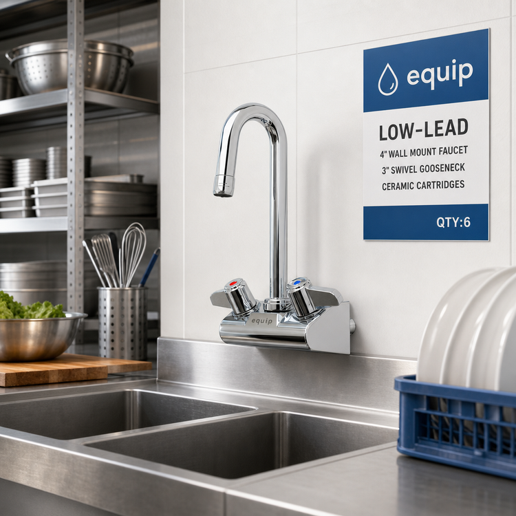 Product image #2 for equip Low-Lead 4-Inch Wall Mount Faucet with 3-Inch Swivel Gooseneck and Ceramic Cartridges