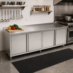 Thumbnail image #2 for John Boos 4CH6R1.5-30108 108-Inch Enclosed Stainless Steel Work Table with Cabinet Base, Hinged Doors, 16-Gauge 300 Series Top