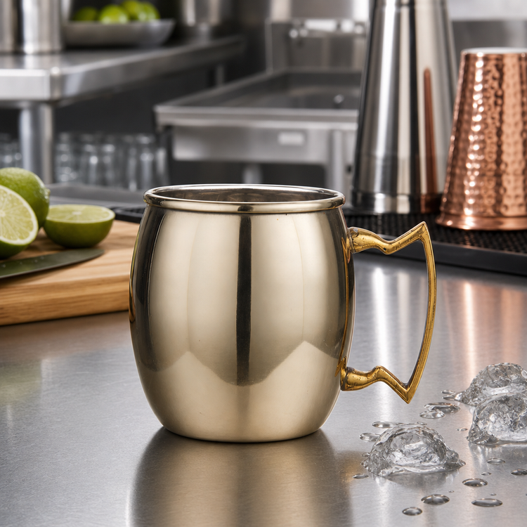 Product image #2 for American Metalcraft 16 oz Moscow Mule Mug with Brass Handle, Stainless Steel, Gold Satin Finish