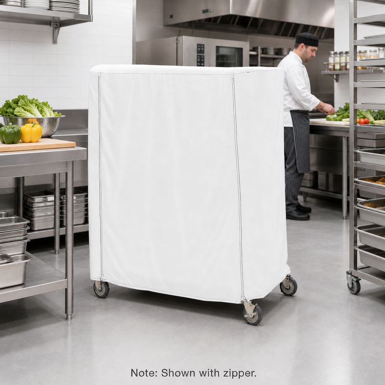 Product image #2 for Metro White Uncoated Knitted Polyester Banquet Cart Cover, 48 x 18 x 54 Inches
