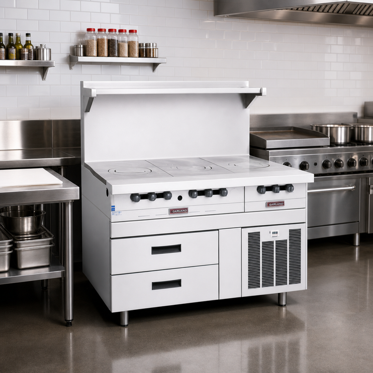 Product image #2 for Garland Arctic Fire 46-Inch One-Section Remote Refrigerated Freezer Base with 2 Self-Closing Drawers