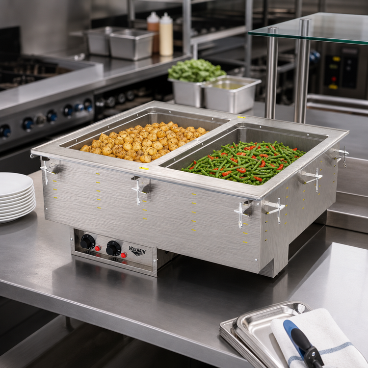 Product image #2 for Vollrath Two-Well Drop-In Electric Hot Food Well with Auto-Fill and Manifold Drain, 12 x 20 Full-Size Wells, 208V