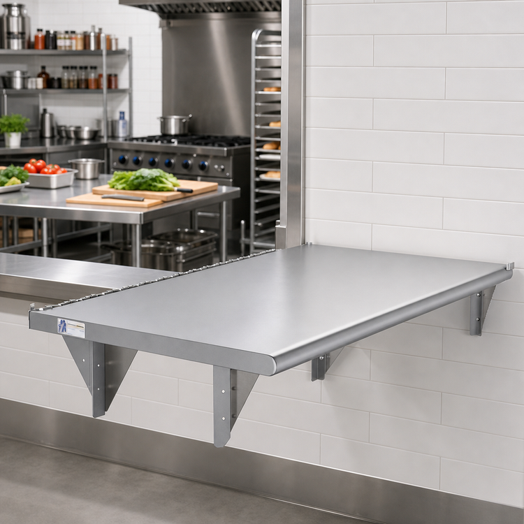 Product image #2 for Steel Works Stainless Heavy-Duty 24 x 24 Inch Single Pass-Through Shelf, 16-Gauge 304 Stainless Steel
