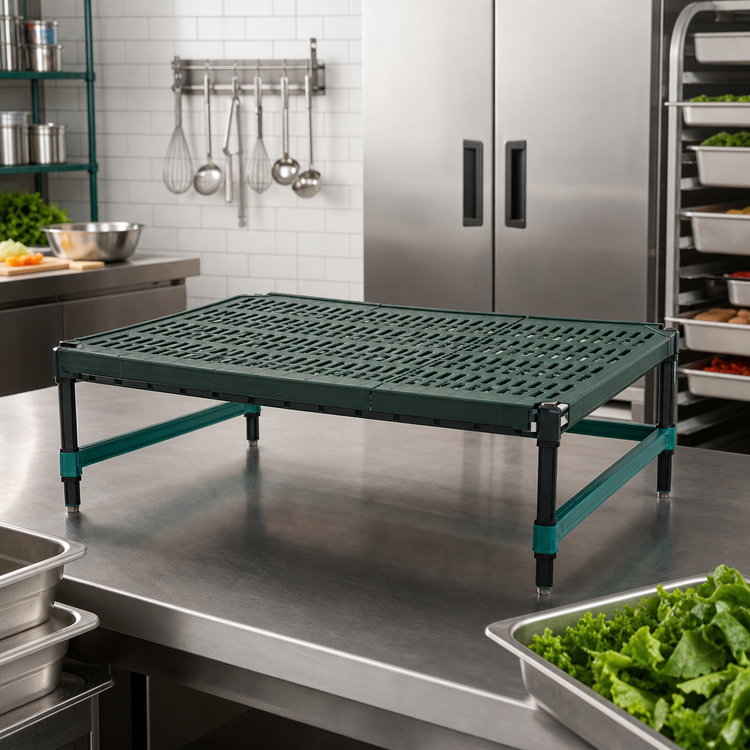 Product image #2 for QuadPLUS Stationary Dunnage Rack with Louvered Polypropylene Mat, 30 x 21 x 14 Inches