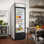 Thumbnail image #2 for Hurakan by Equip.me 27-Inch Single Glass Door Reach-In Refrigerated Display Merchandiser, 19.2 Cu. Ft., Bottom-Mounted Compressor