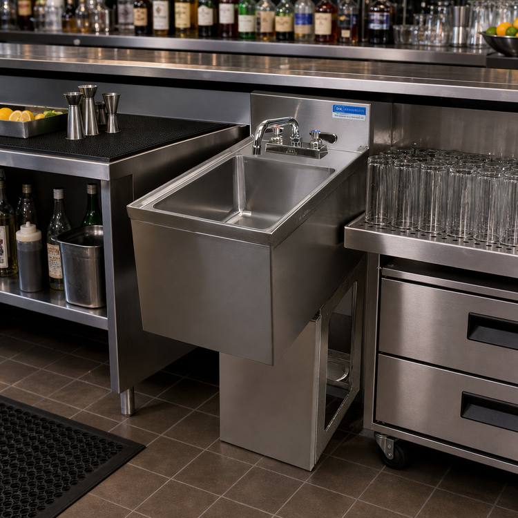 Product image #2 for BK Resources 12 Inch Wide Underbar Dump Sink with 10 x 14 x 6 Bowl and Pedestal Base