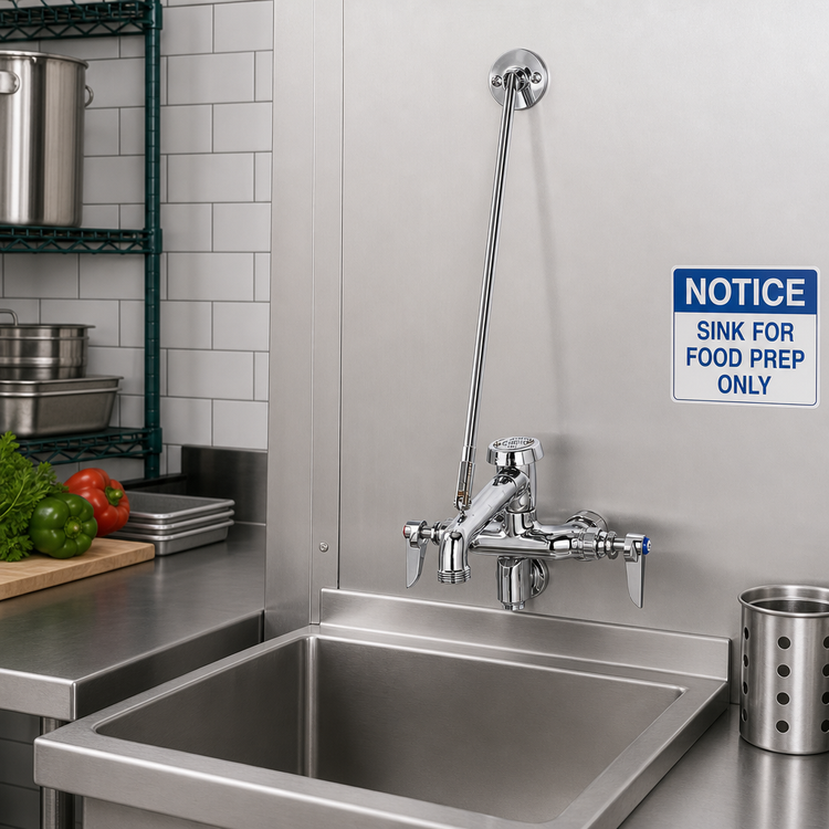 Product image #2 for T&S Brass Adjustable Wall-Mount Service Sink Faucet with Vacuum Breaker Nozzle and Pail Hook, Polished Chrome Plated
