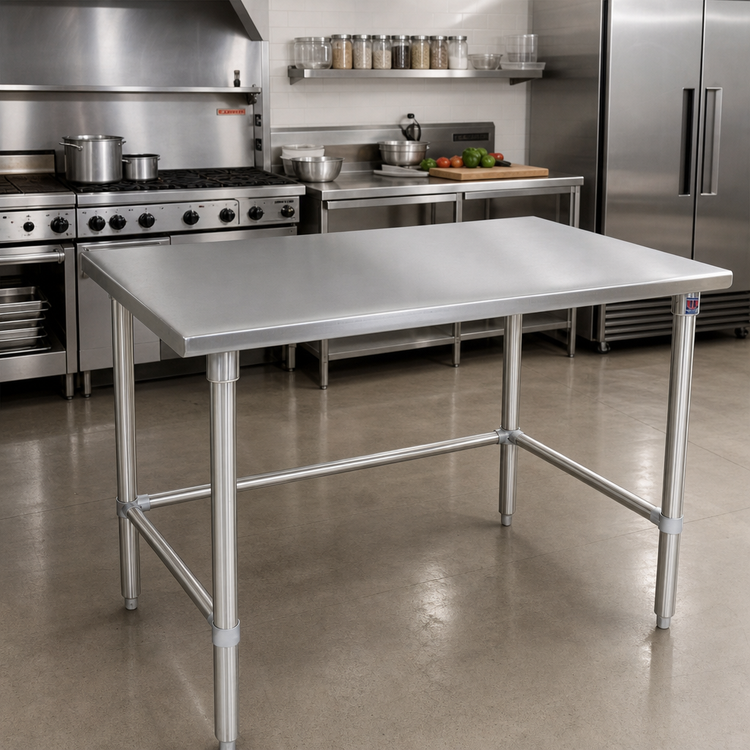 Product image #2 for John Boos 16-Gauge Stainless Steel Flat Top Work Table with Stallion Safety Edge, 84 x 48 Inches