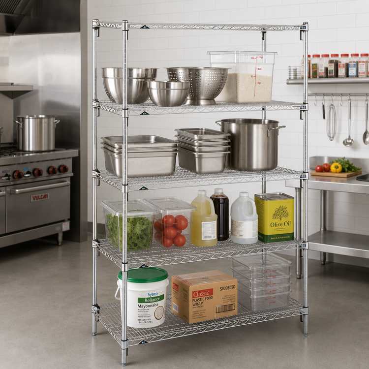 Product image #2 for Metro Super Adjustable Super Erecta Stationary Starter Wire Shelving Unit, 42"W x 24"D x 63"H, Chrome-Plated, 4 Shelves