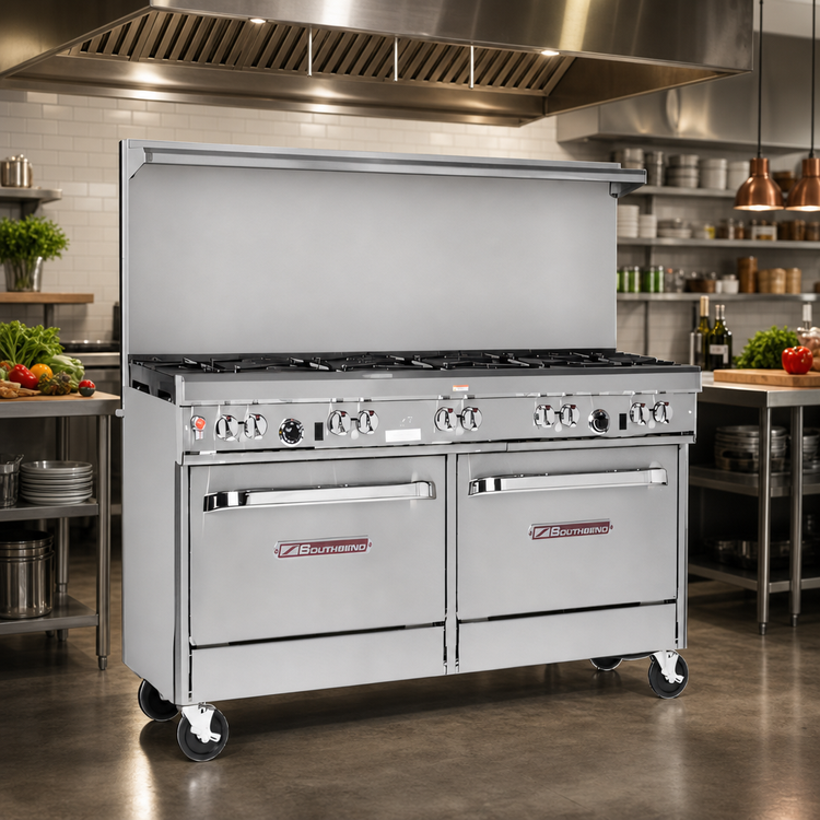Product image #2 for Southbend Ultimate 60-Inch Commercial Gas Restaurant Range with 8 Open Burners and 2 Cabinets