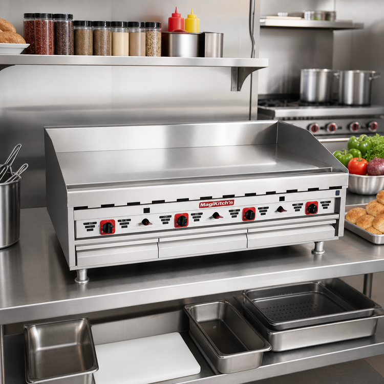 Product image #2 for MagiKitch'n MKG-48-ST 48-Inch Countertop Gas Griddle with Solid State Thermostat and Matchless Ignition