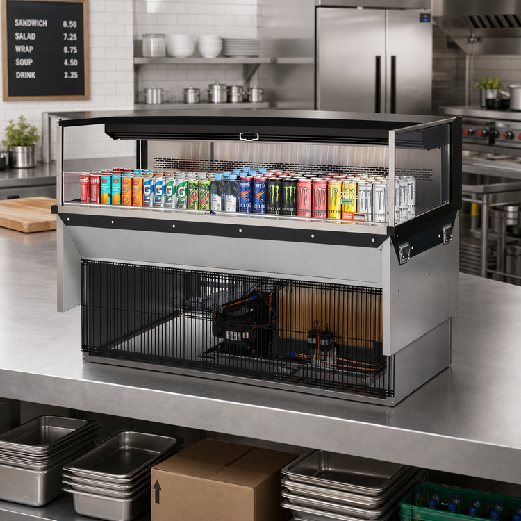 Product image #3 for Turbo Air 60-Inch Low Profile Drop-In Horizontal Open Refrigerated Display Case, Deck Only, 8 Cu. Ft., Self-Contained