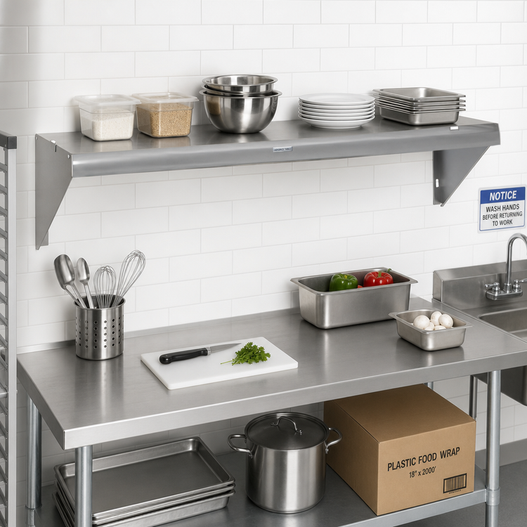 Product image #2 for Advance Tabco Special Value Series 24-Inch Wall-Mounted Tab-Lock Shelf, 18/430 Satin Stainless Steel