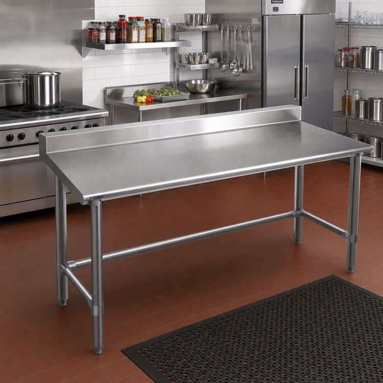 Product image #2 for Eagle Spec-Master 144-Inch x 36-Inch Stainless Steel Work Table with 4-1/2-Inch Backsplash and Tubular Base