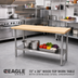 Thumbnail image #2 for Eagle Group 72 Inch x 30 Inch Wood Top Work Table with Stainless Steel Undershelf and Tubular Legs