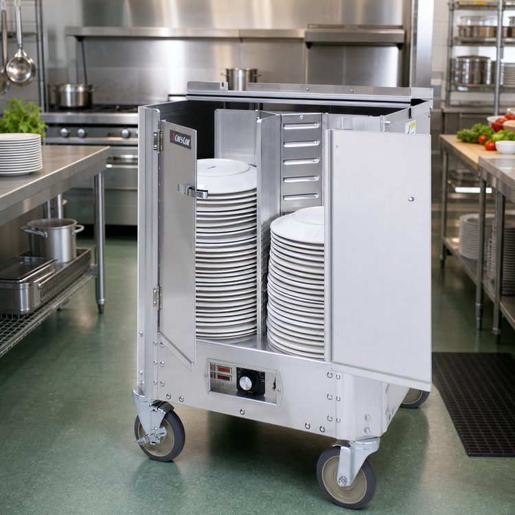 Product image #2 for Cres Cor Heated Dish Dolly, 240 Plate Capacity, Aluminum, Enclosed with Hinged Doors, 120V