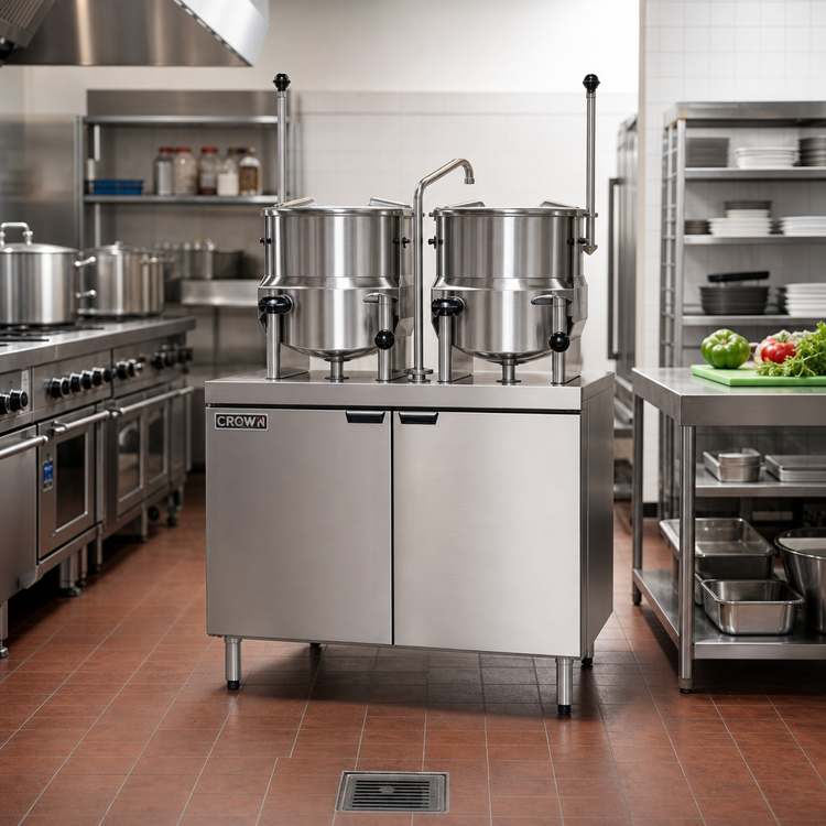 Product image #2 for Crown EMT-10-10 Electric (2) 10 Gallon Tilting Kettle Cabinet Assembly